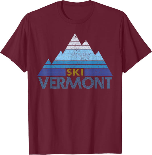 Vermont Ski Souvenir Vintage Mountain Sports Winter Sports T-Shirt - T-Shirt | Maroon