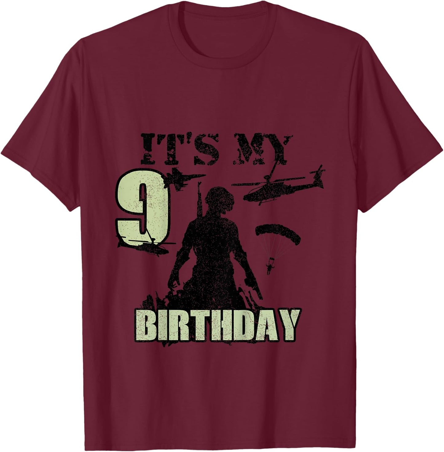 9 Year Old Call Of Theme It's My Birthday Gift Boys Girls T-Shirt - T-Shirt | Maroon