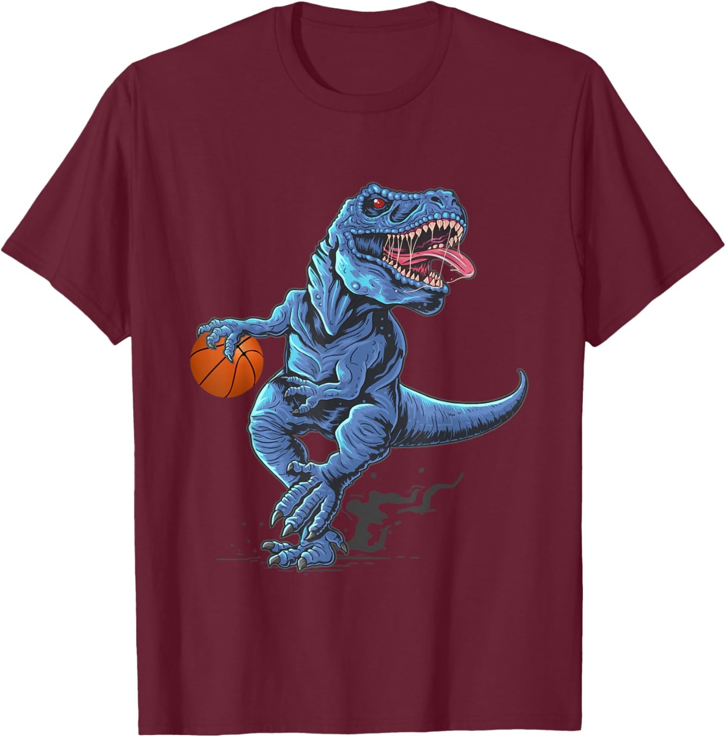 Funny Trex Dinosaur Playing Basketball Player Lover T-Shirt - T-Shirt | Maroon