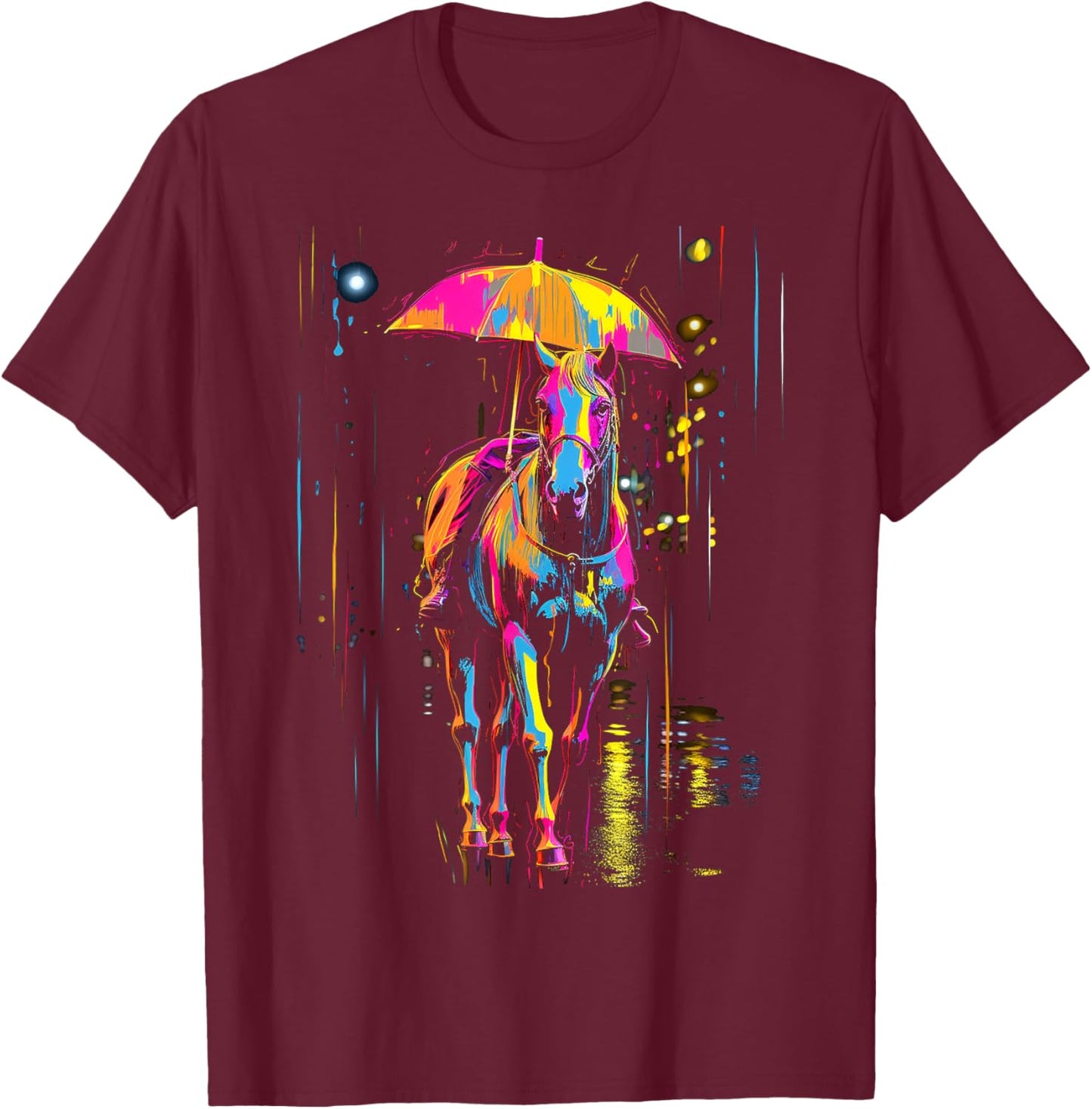Horse Art Abstract Animal Colorful Artwork Graphic Horse T-Shirt - T-Shirt | Maroon
