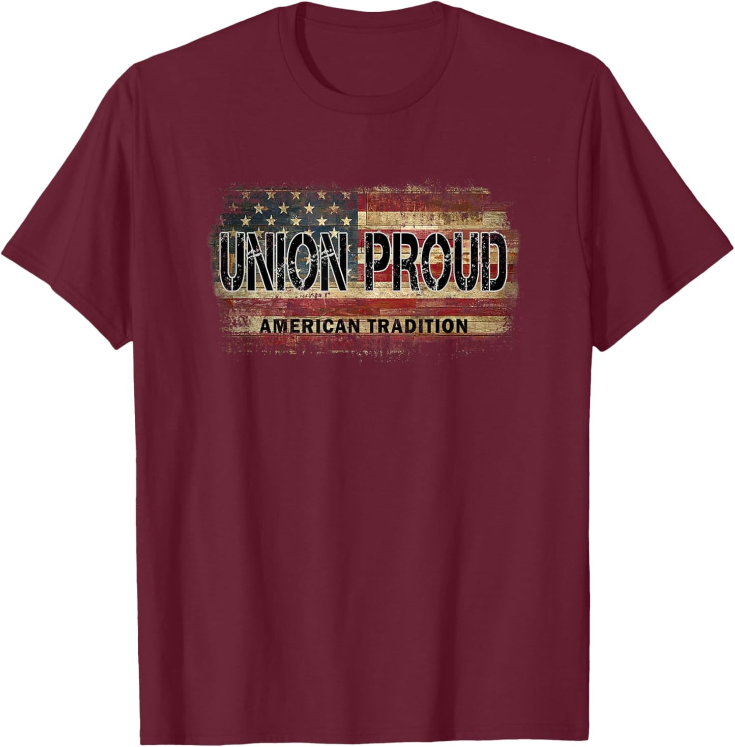 American Flag Vintage Union Proud T-Shirt - T-Shirt | Maroon