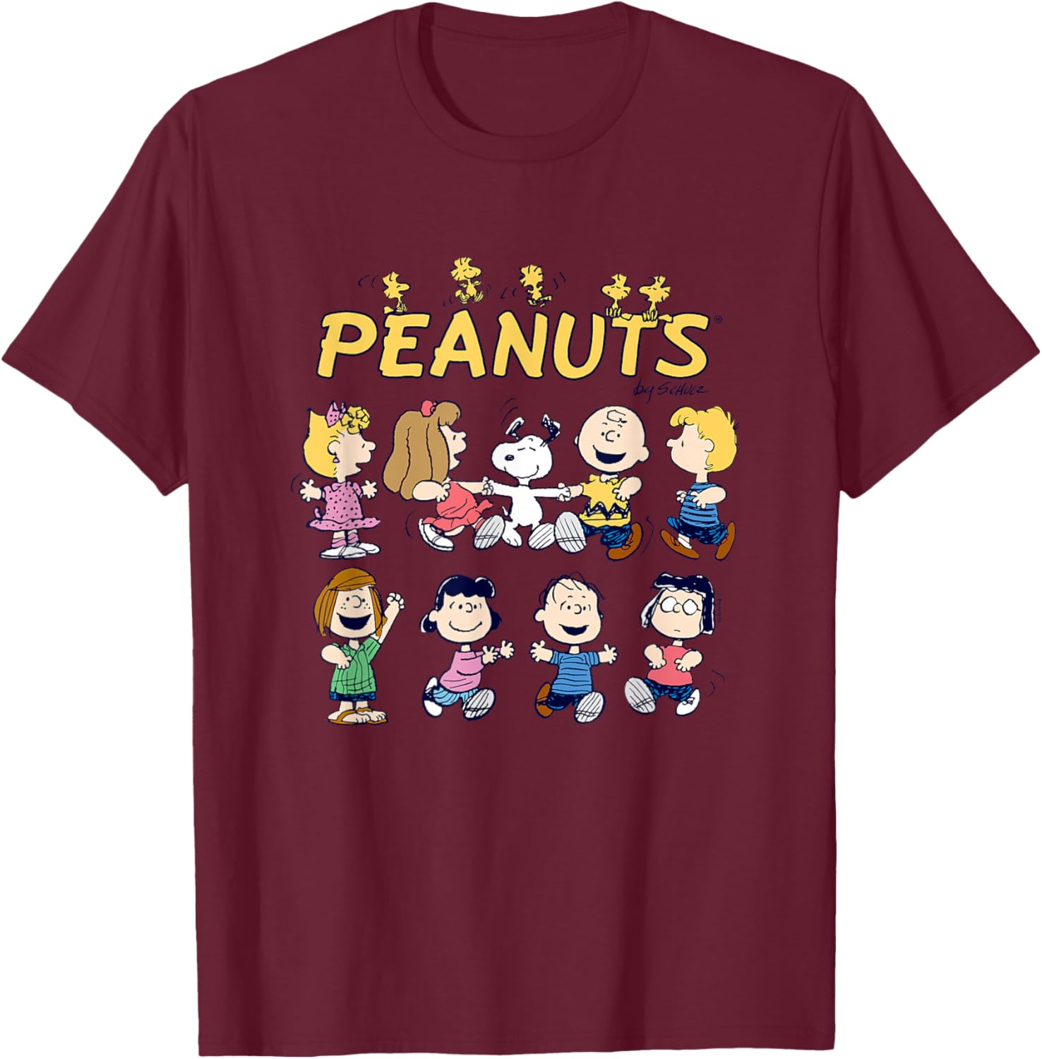 Peanuts - Friends Group T-Shirt - T-Shirt | Maroon
