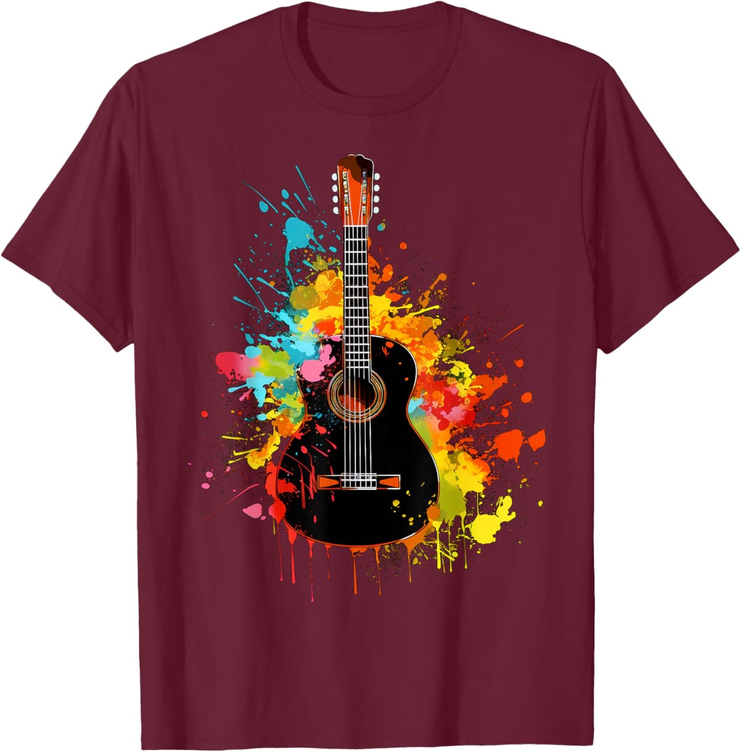 Acoustic Guitar Musicians and Acoustic Guitar Lovers T-Shirt - T-Shirt | Maroon