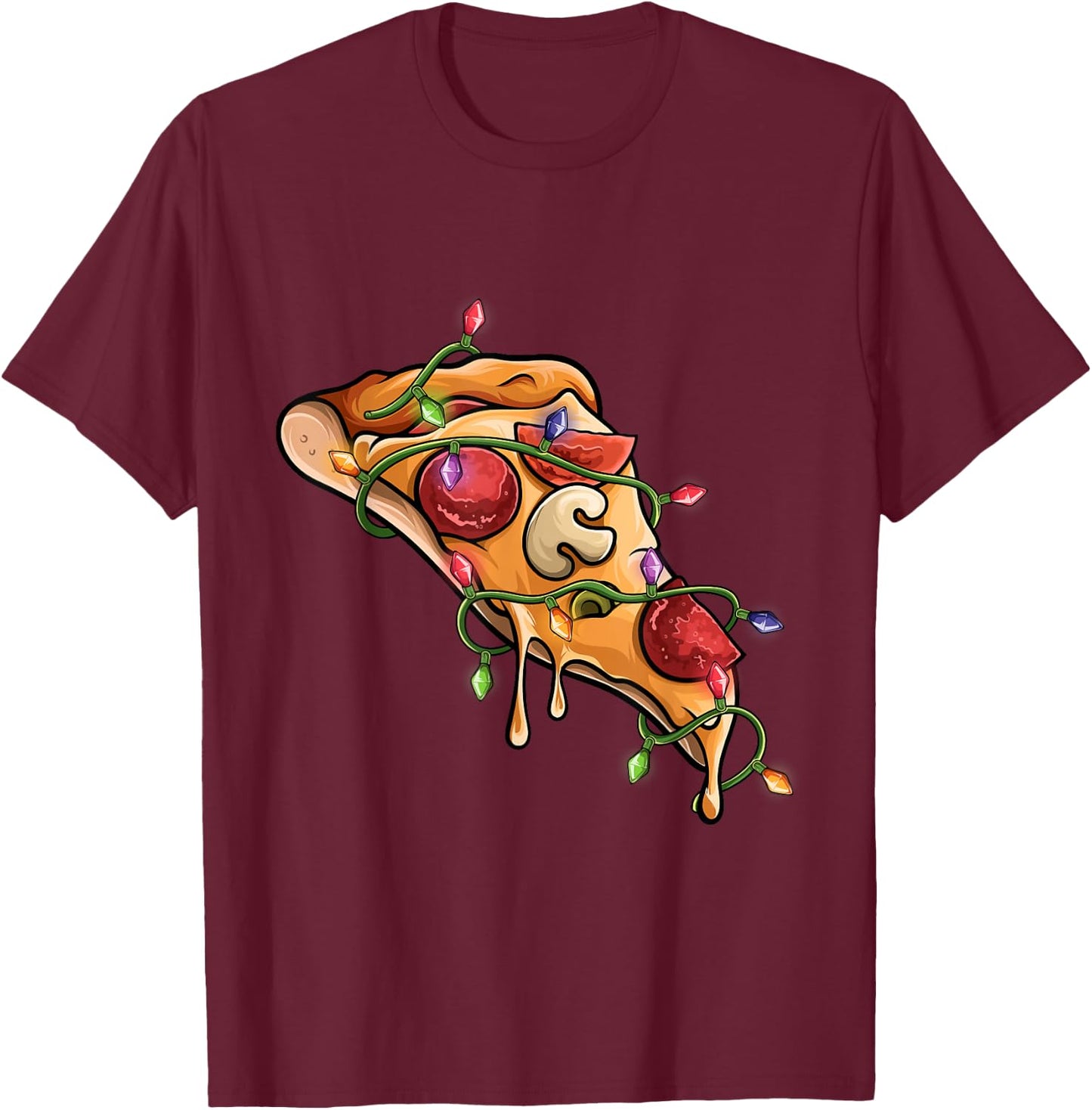 slice of pizza Christmas PJs pizza pajama men women kids T-Shirt - T-Shirt | Maroon