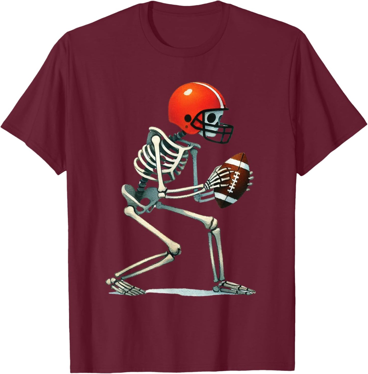Skeleton Football Halloween Costume Funny Men Boys Kids T-Shirt - T-Shirt | Maroon
