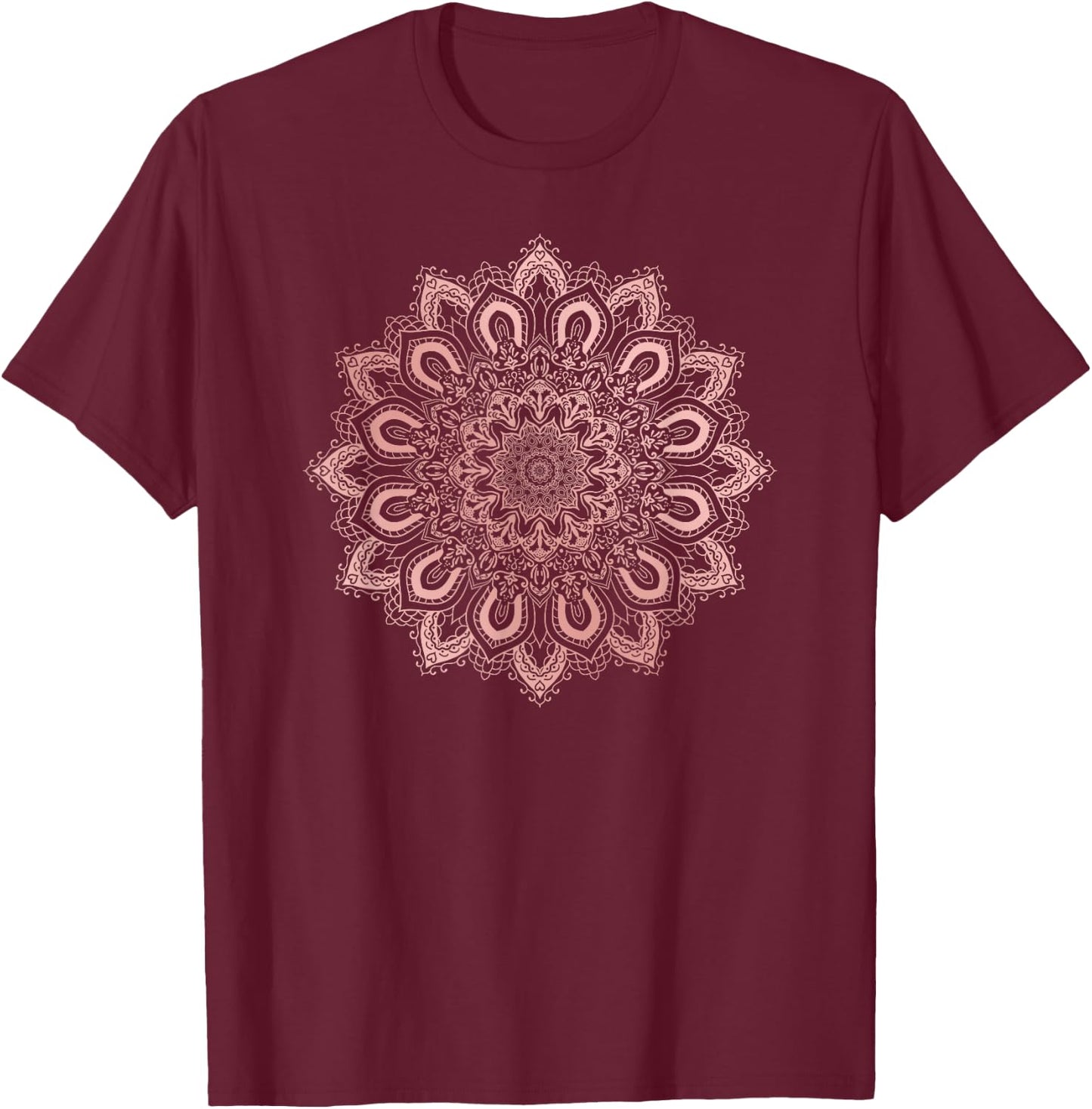 Lotus Flower Ornate Yoga Mandala T-Shirt - T-Shirt | Maroon