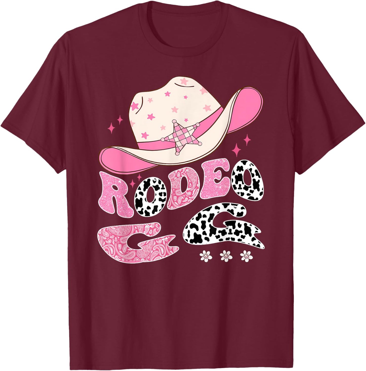 Rodeo GG Pink CowGirl 1St Birthday Family Matching T-Shirt - T-Shirt | Maroon