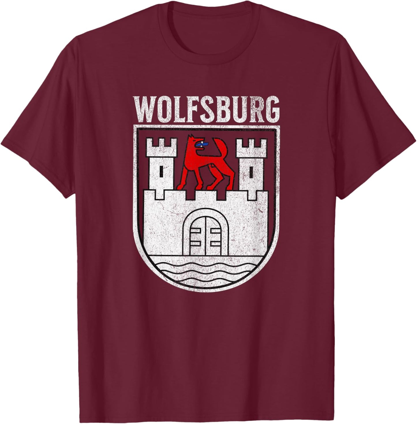 Wolfsburg Germany Deutschland Crest Arms Emblem T-Shirt - T-Shirt | Maroon
