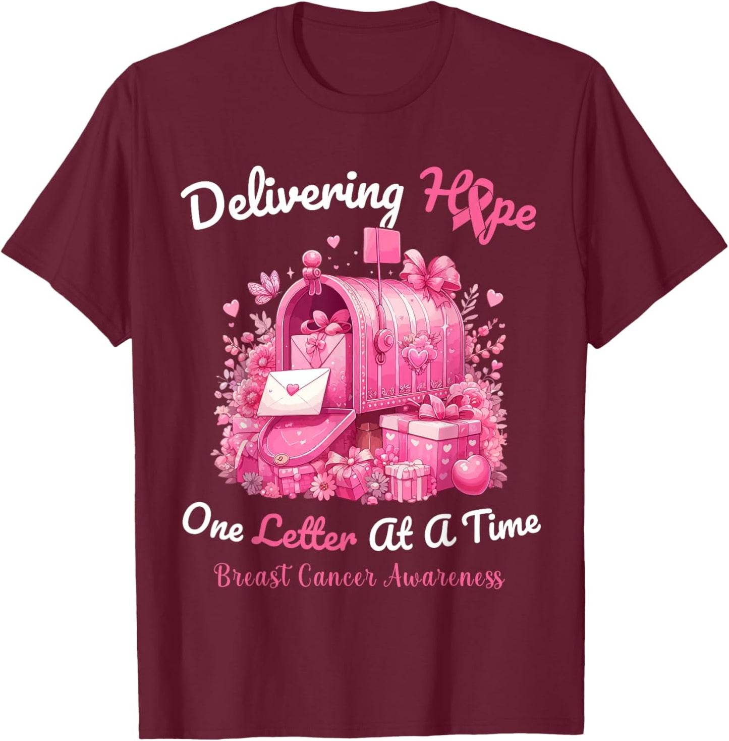Postal Clerk Breast Cancer Awareness October We Wear Pink T-Shirt - T-Shirt | Maroon