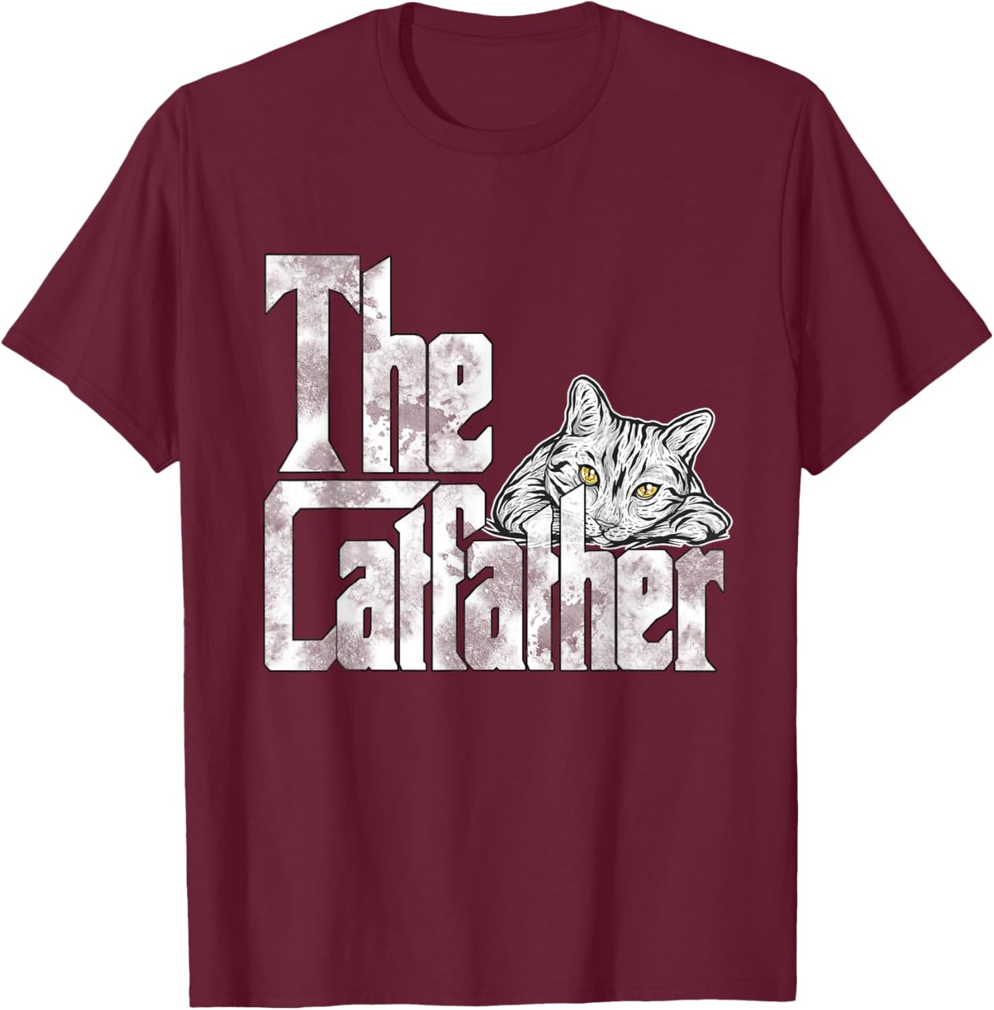 The Catfather Cat Father Mafia Whiskers Male Daddy T-Shirt - T-Shirt | Maroon