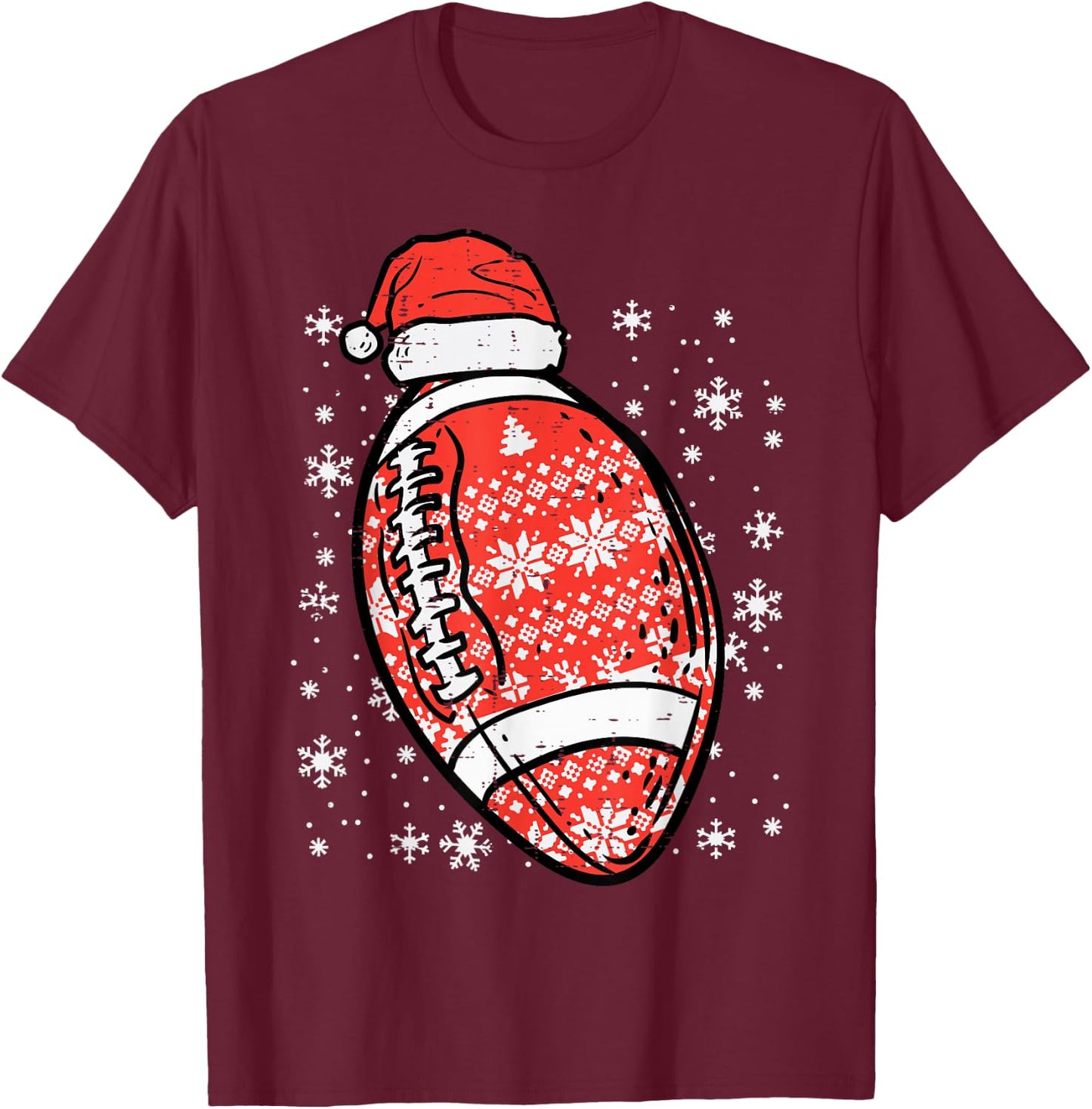 Christmas American Football Santa Xmas Sports Men Boys Kids T-Shirt - T-Shirt | Maroon