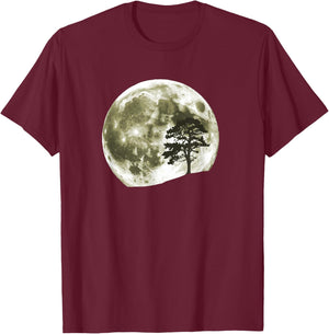 Trees Nature Mountains Full Moon Adventure Outdoor Wildlife T-Shirt - T-Shirt | Maroon