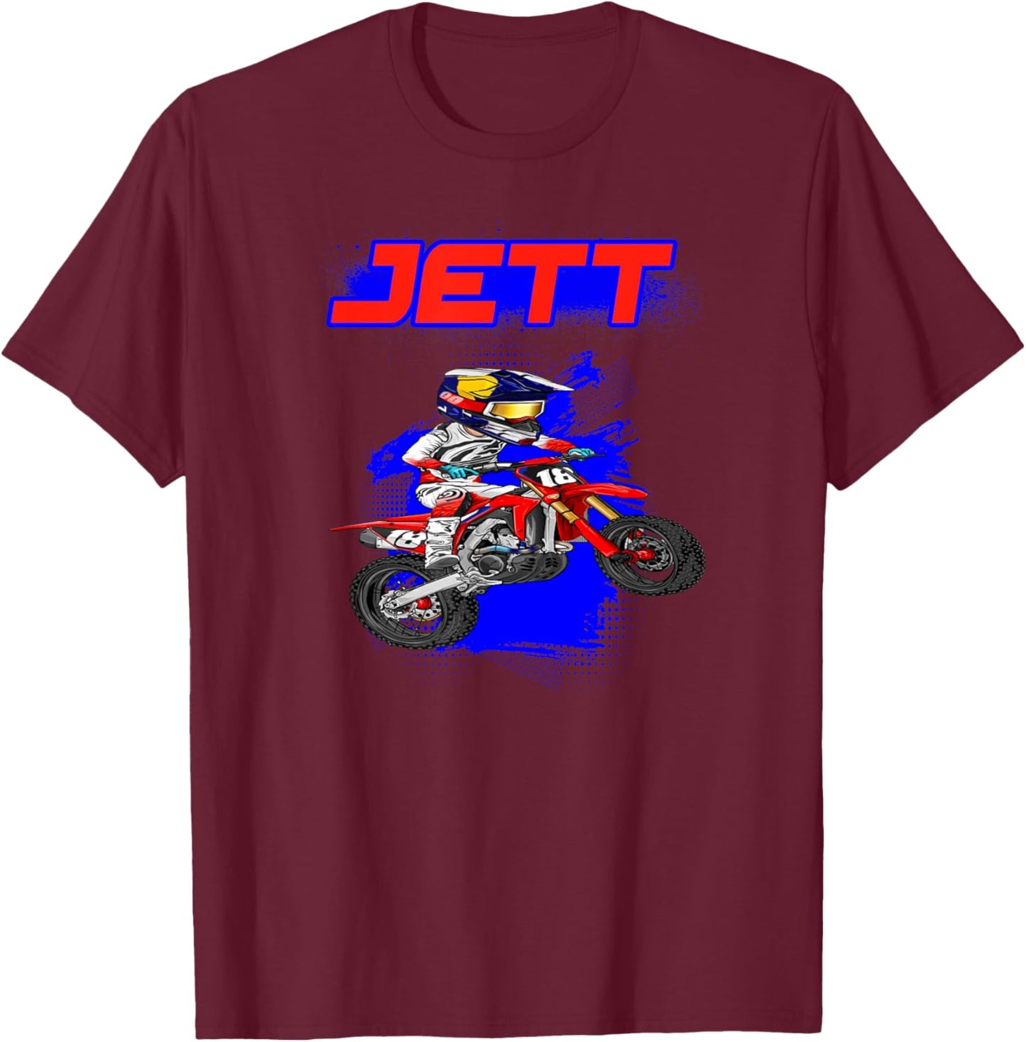 JL18-Official -Youth Black Modern Motocross Graphic T-Shirt - T-Shirt | Maroon