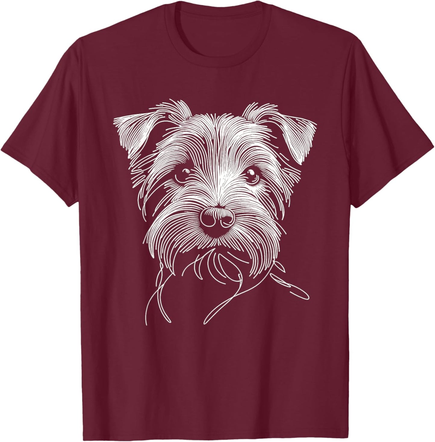 Line Art Norfolk Terrier Terriers T-Shirt - T-Shirt | Maroon