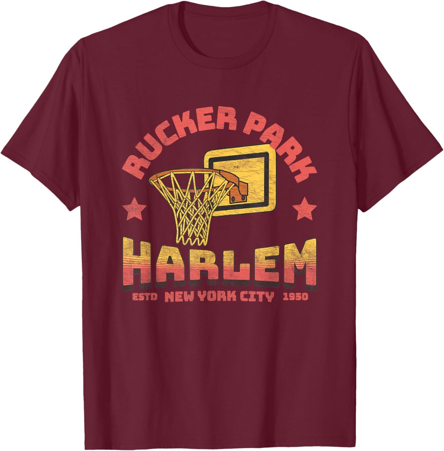 Retro Vintage 70s 80s Rucker Park Harlem New York T-Shirt - T-Shirt | Maroon