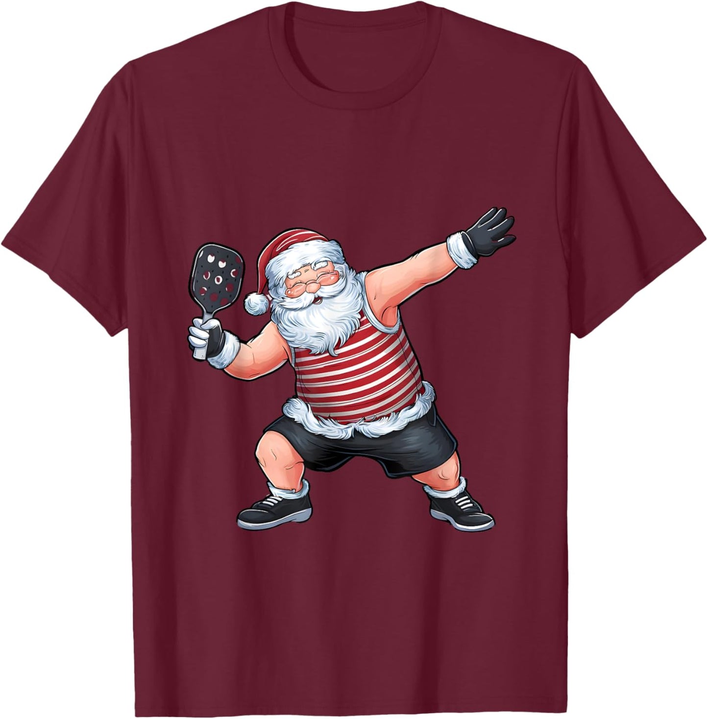 Funny Santa Clause Playing Pickleball Christmas Father's Day T-Shirt - T-Shirt | Maroon