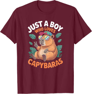 Boys Capybara T-Shirt - T-Shirt | Maroon