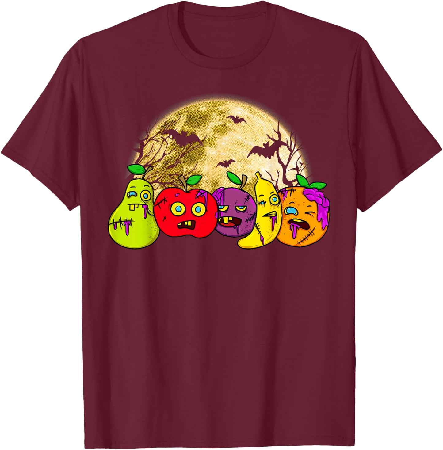 Halloween Scary Vegan Vegetarian Zombie Fruits Vegetable T-Shirt - T-Shirt | Maroon