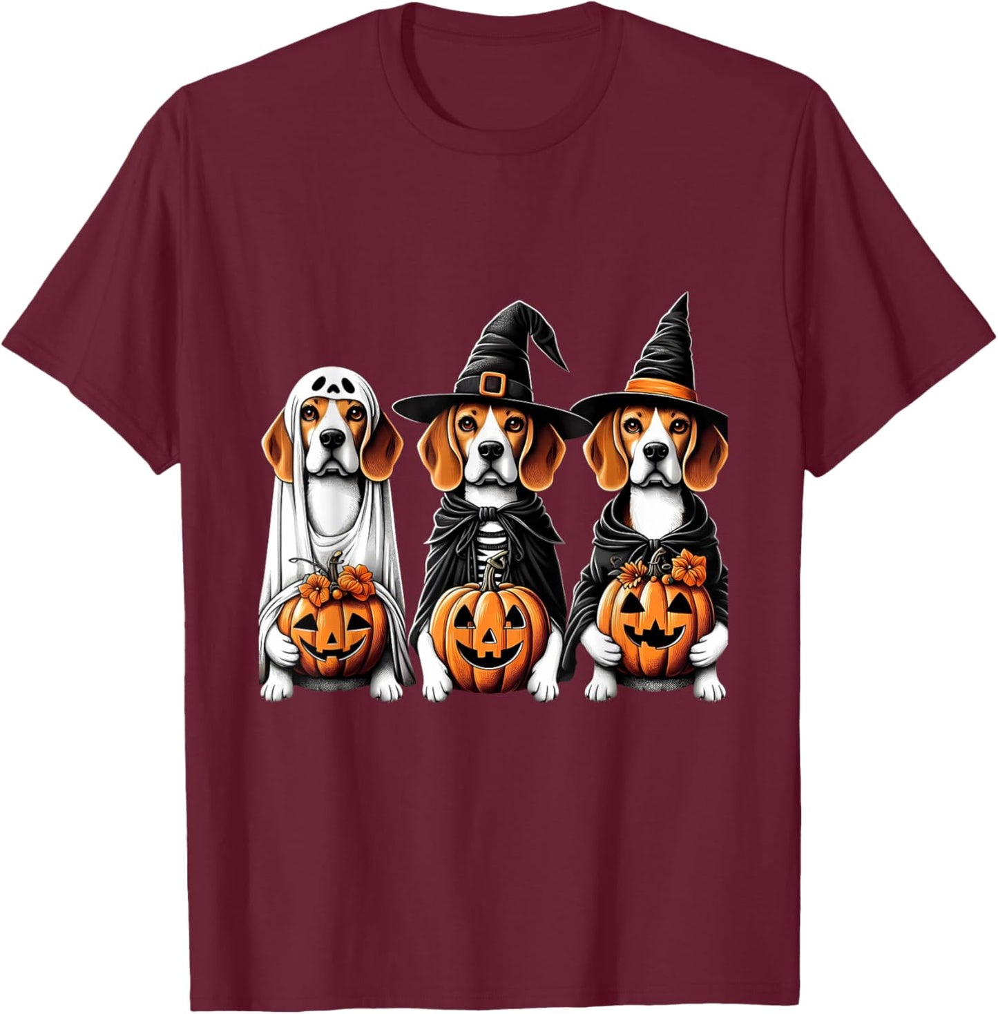 Beagle Ghost Halloween Dog Lovers Men Women Kids T-Shirt - T-Shirt | Maroon
