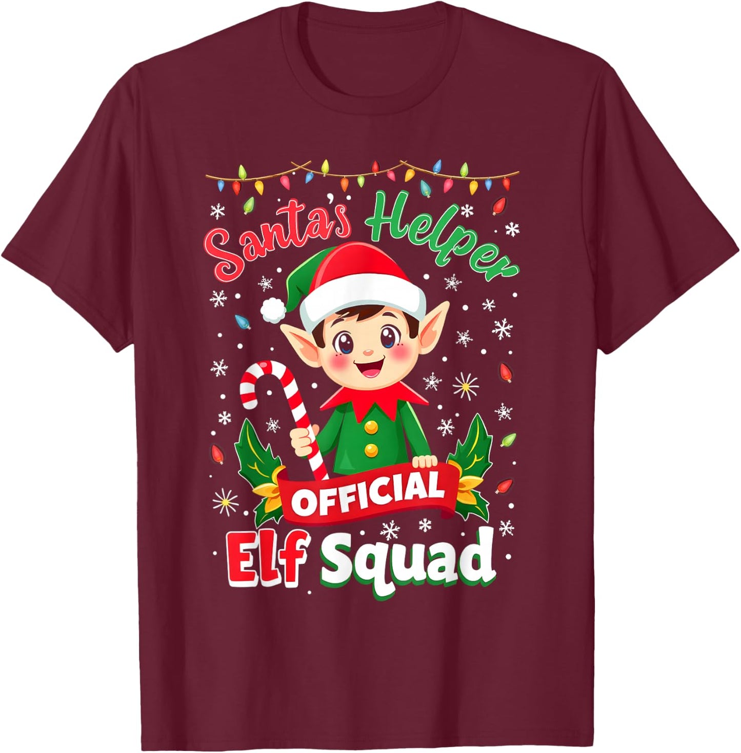 Elf Squad Santa's Holiday Helper Cute Elves Family Group T-Shirt - T-Shirt | Maroon