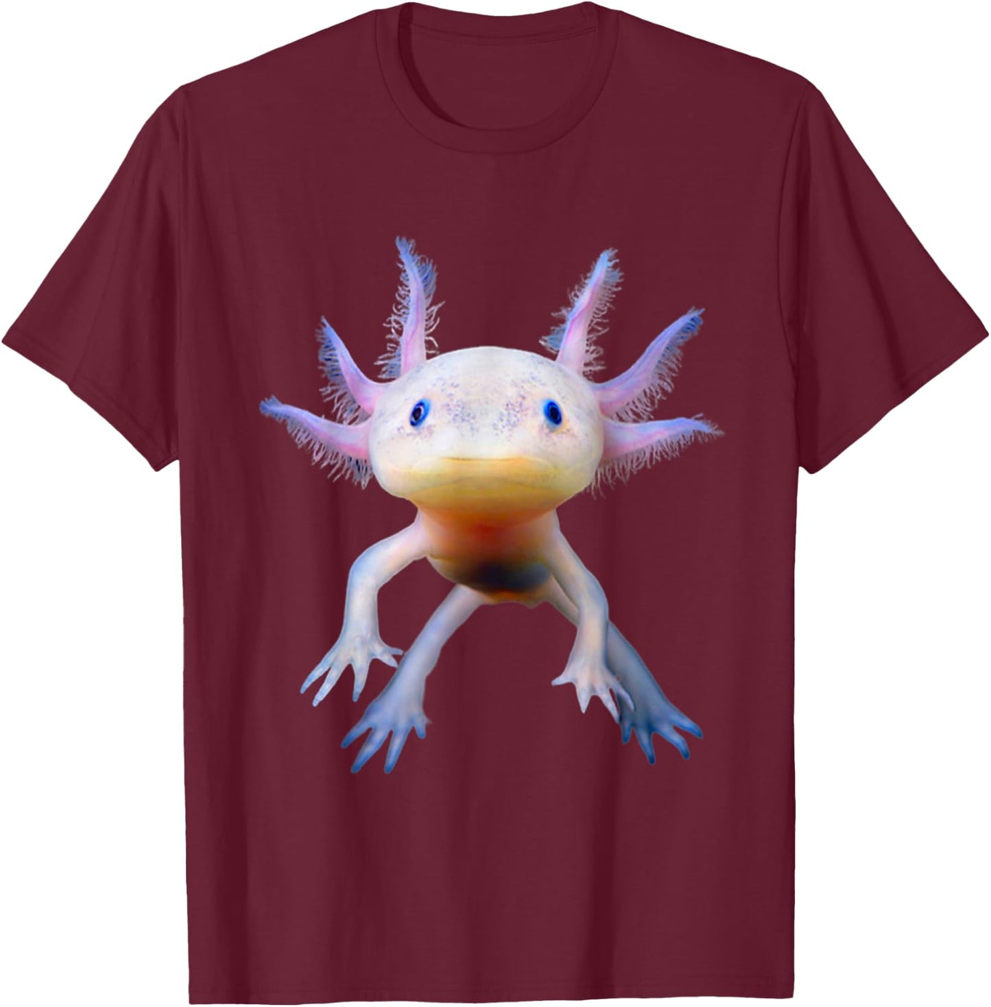 Axolotl Mexican Walking Fish Cute Amphibian Axolotl T-Shirt - T-Shirt | Maroon