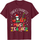 Santa's Favorite Music Teacher Christmas Santa Hat Matching T-Shirt - T-Shirt | Maroon