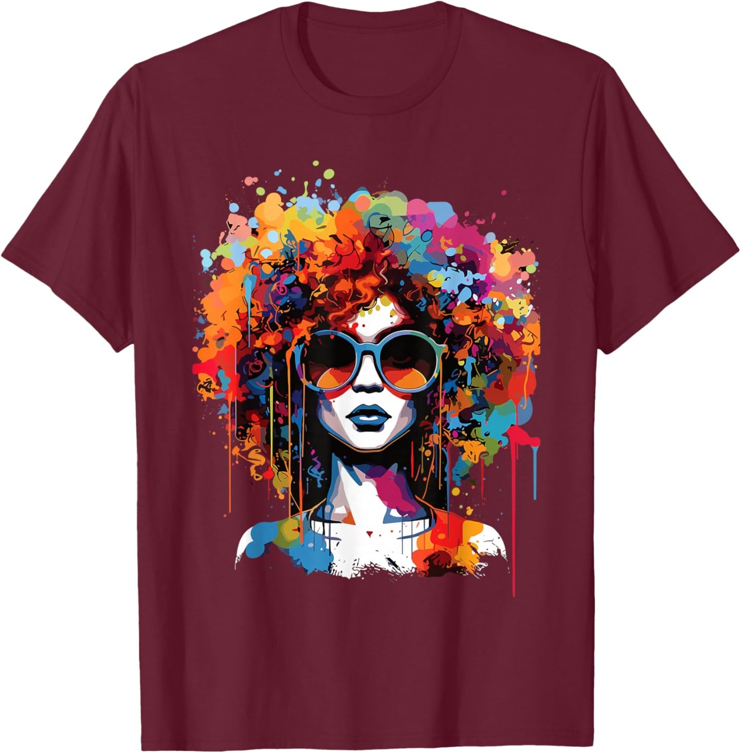 Black Queen Dripping Afro Melanin Juneteenth T-Shirt - T-Shirt | Maroon