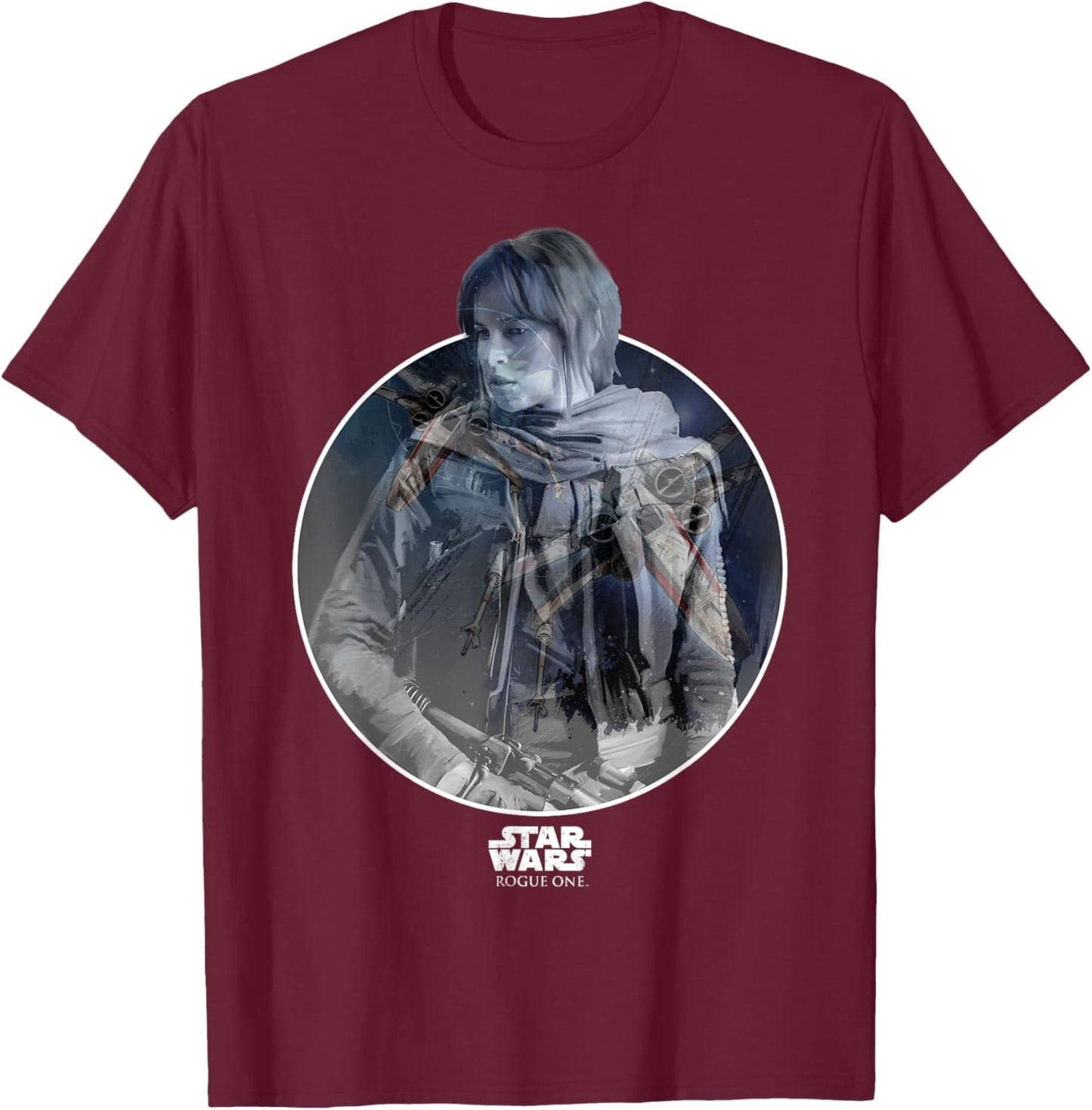 Star Wars Rogue One Jyn Erso X-Wing T-Shirt - T-Shirt | Maroon