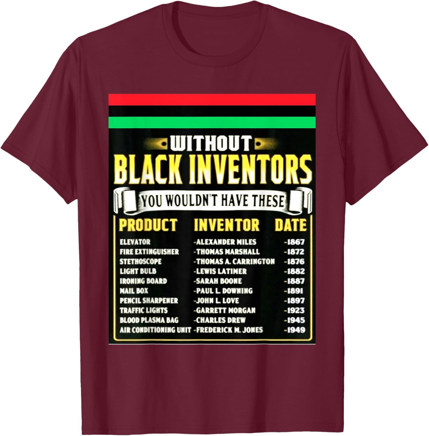 History Of Black Inventors Black History Month 2A1 T-Shirt - T-Shirt | Maroon