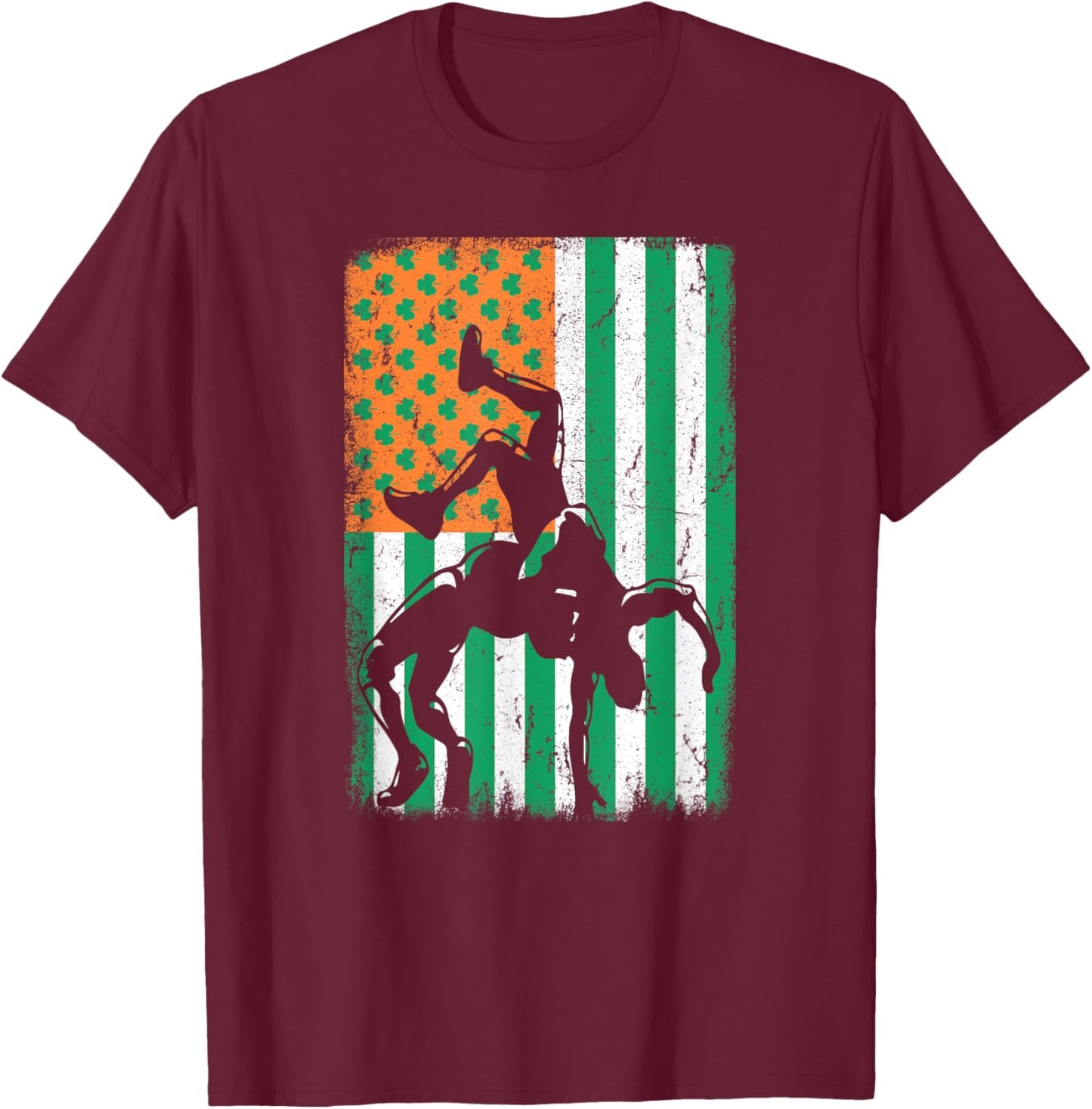 Wrestling Irish USA American Flag St Patrick's Day Wrestler Kids Men T-Shirt - T-Shirt | Maroon