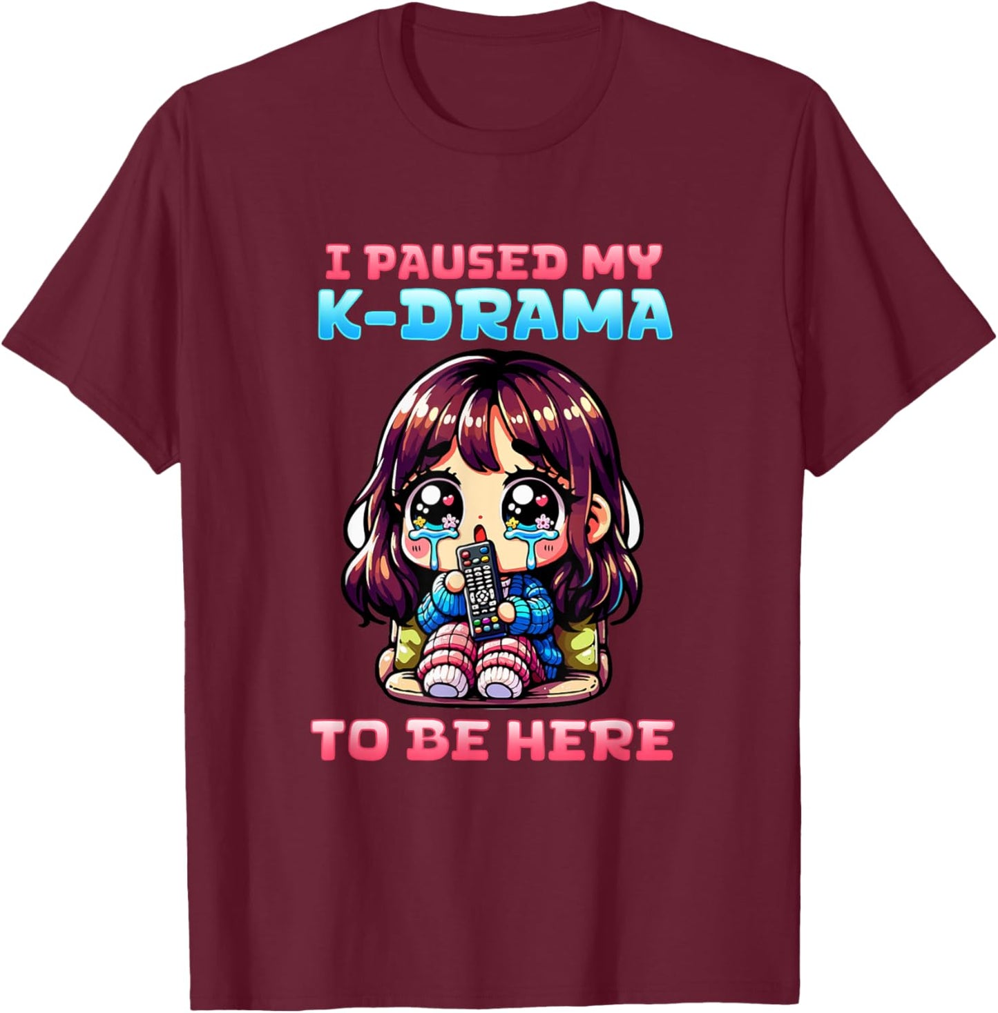 I Paused My K-Drama To Be Here I Finger Heart I Korean Music T-Shirt - T-Shirt | Maroon