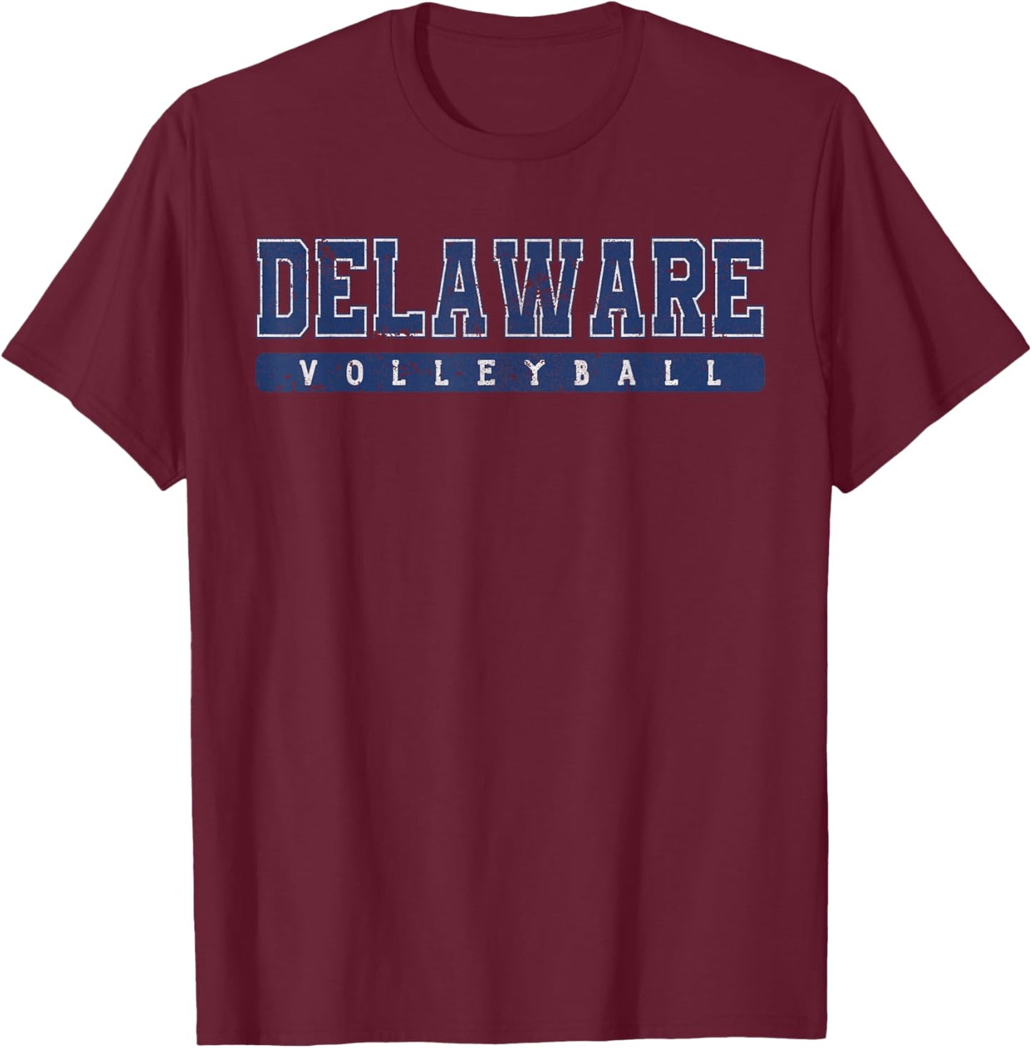 Delaware Volleyball Blue Vintage Text T-Shirt - T-Shirt | Maroon