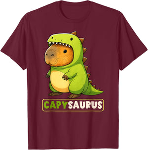 Capybara Dinosaur Costume Capysaurus Trex Boys Girls Kids T-Shirt - T-Shirt | Maroon