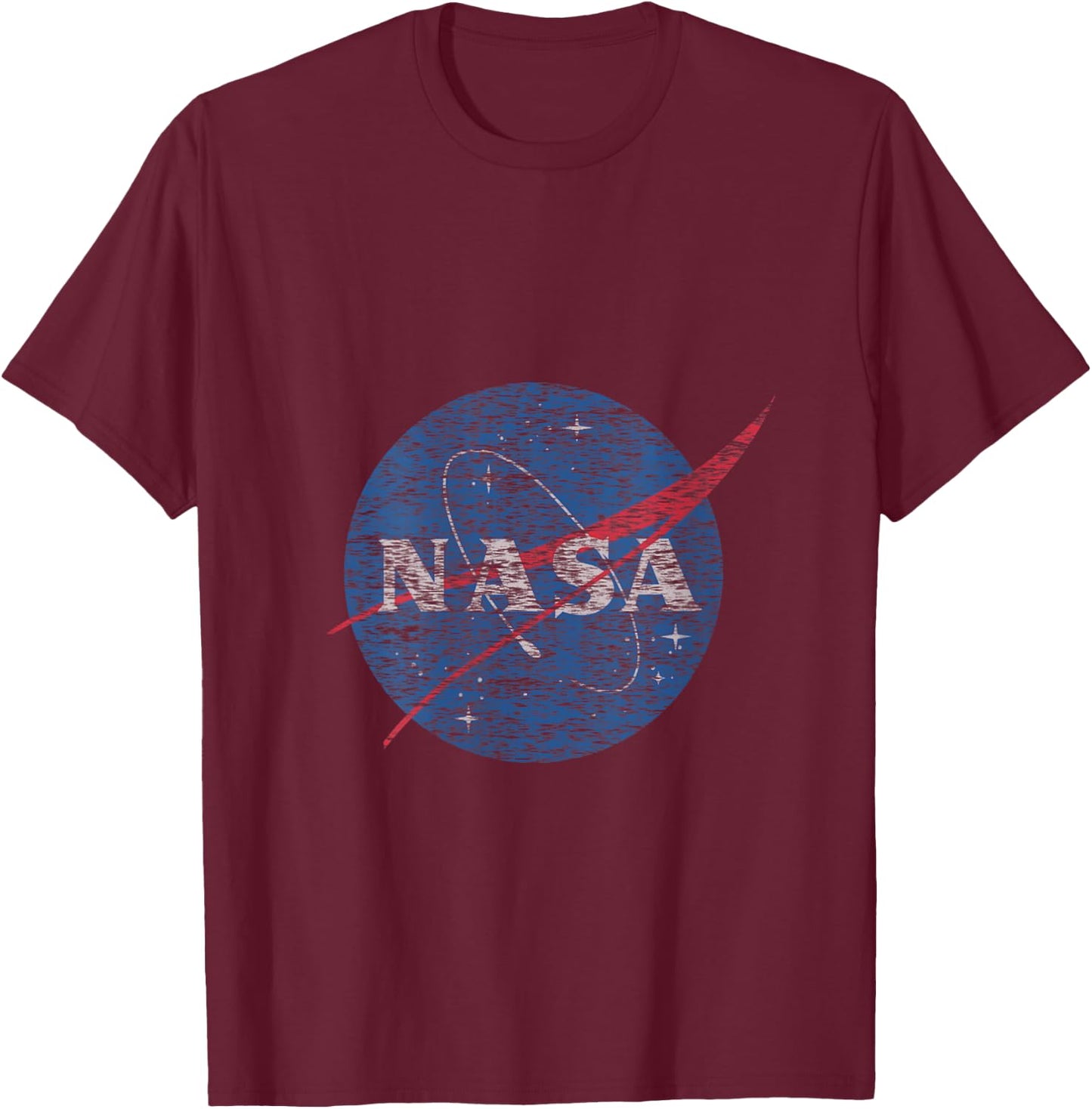 NASA Distressed Vintage Classic Logo V-Neck T-Shirt - T-Shirt | Maroon