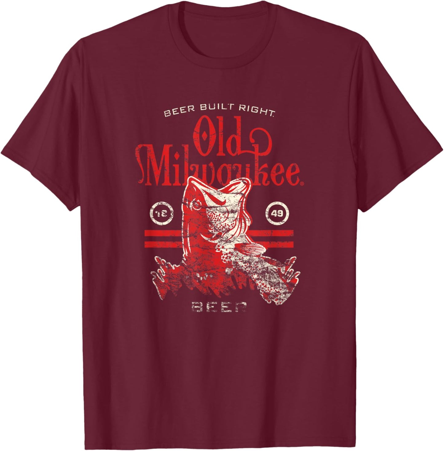 Old Milwaukee Style - Beer Built Right Bass T-Shirt - T-Shirt | Maroon
