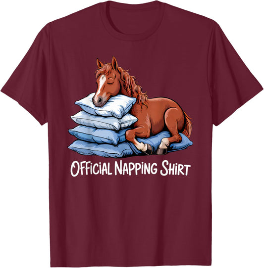 Funny Horse Sleeping Horse Lover Official Napping Cute T-Shirt - T-Shirt | Maroon