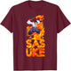 Naruto Shippuden Sasuke Stacked Flame Type Anime T-Shirt - T-Shirt | Maroon