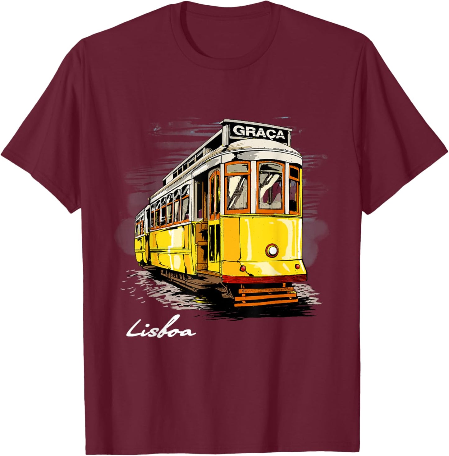 Portugal Lisbon Shirt Lisboa Cable Car Travel Tram Souvenir T-Shirt - T-Shirt | Maroon