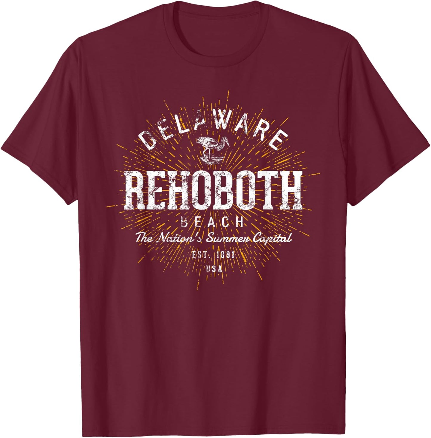 Retro Vintage Rehoboth Beach T-Shirt - T-Shirt | Maroon