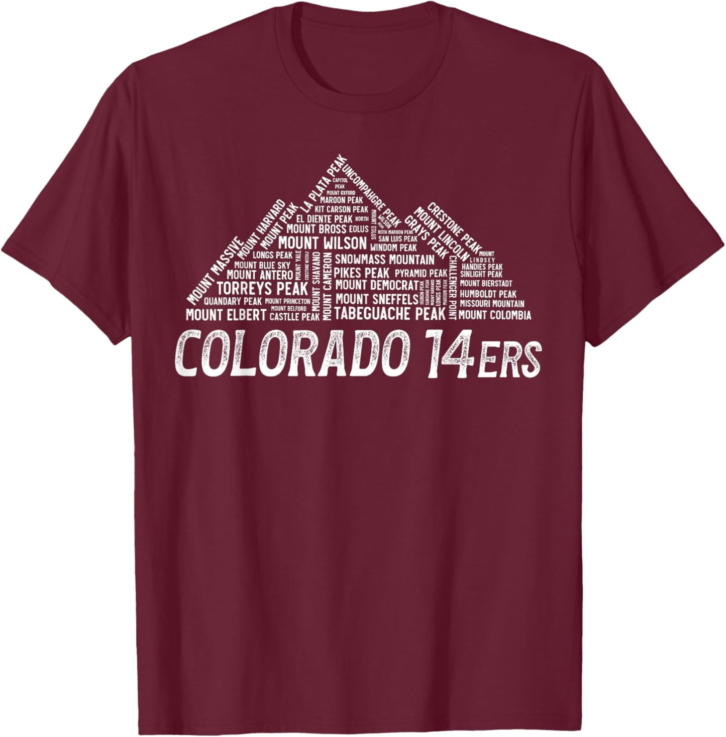 Colorado 14ers - Fourteeners - Rocky Mountain State Hiker T-Shirt - T-Shirt | Maroon