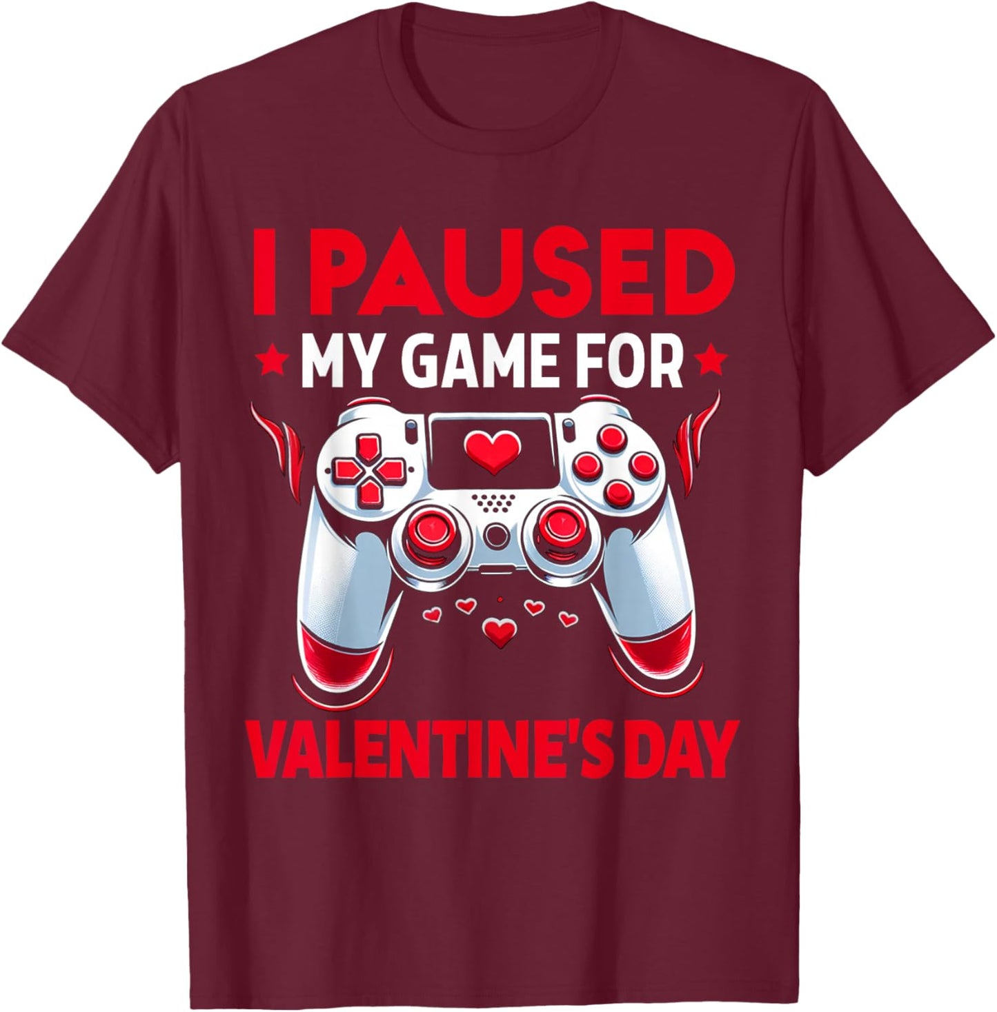 Valentines Day Gamer Valentines Day Gaming Men Boys Kids T-Shirt - T-Shirt | Maroon