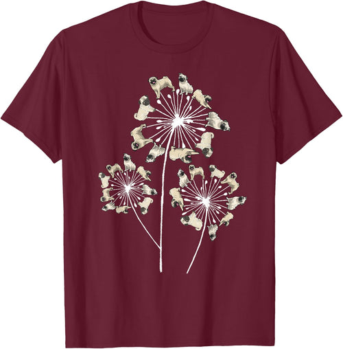 Funny Pug Gift Women Cool Flower Dog Dandelion Lover
