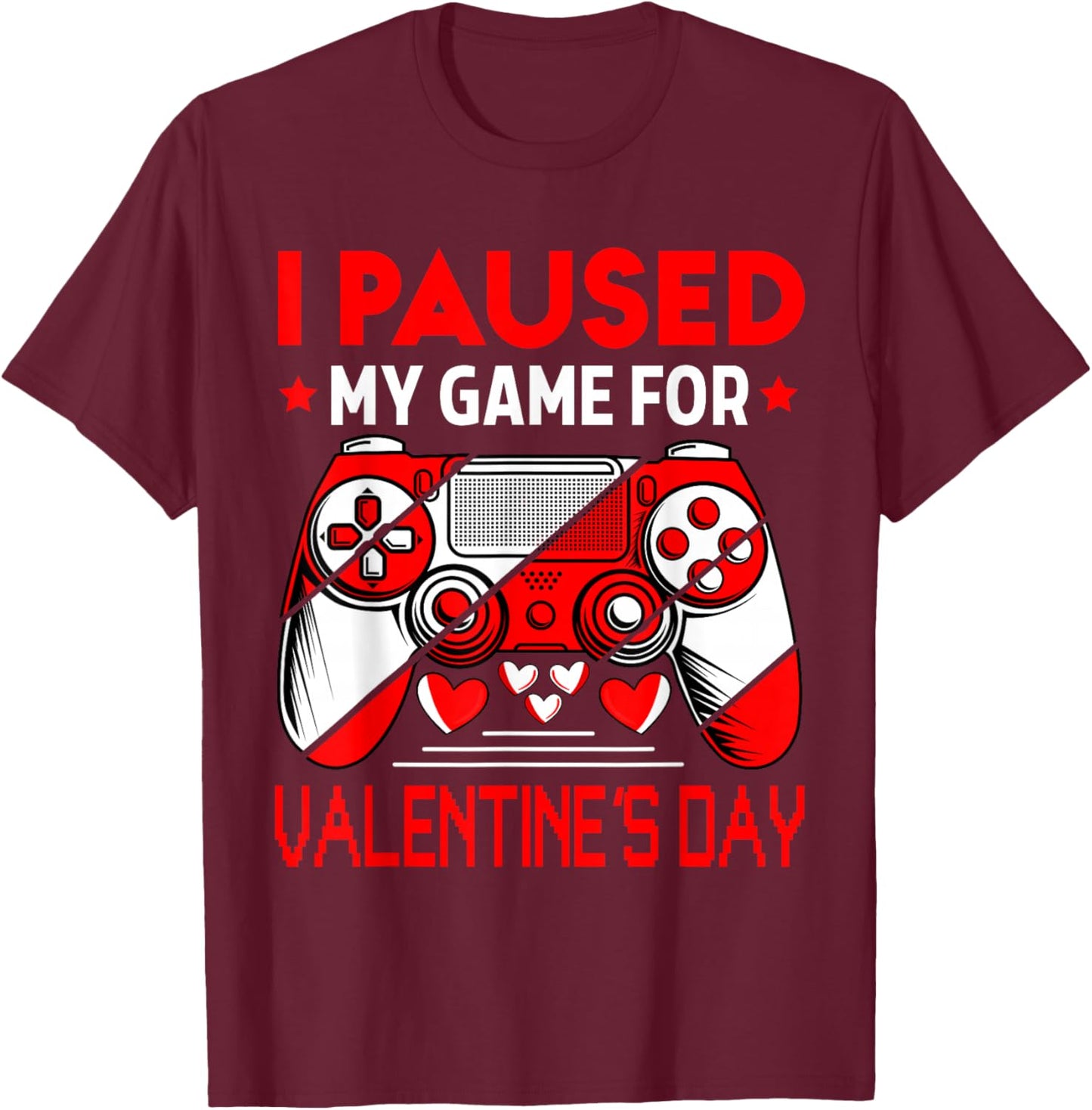 Valentines Day Gamer Valentines Day Gaming Men Boys Kids T-Shirt - T-Shirt | Maroon