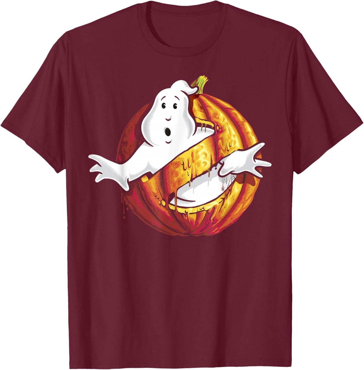 Ghostbusters Classic Logo Halloween Pumpkin Graphic T-Shirt - T-Shirt | Maroon