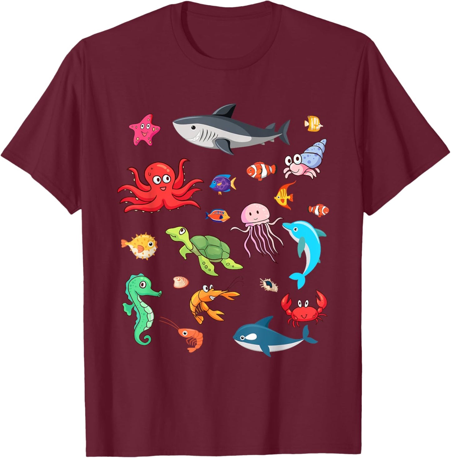 Children Children Sea Creatures Clown Fish Cute T-Shirt - T-Shirt | Maroon