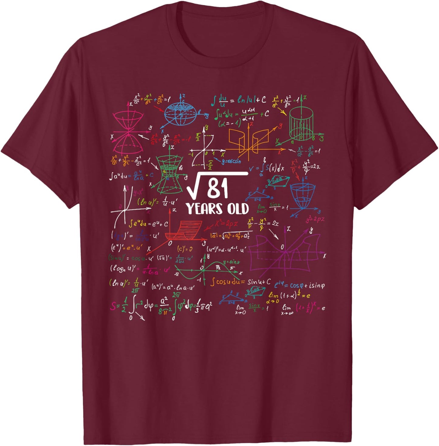 9 Year Old Math Lovers 9th Birthday Gift Square Root of 81 T-Shirt - T-Shirt | Maroon