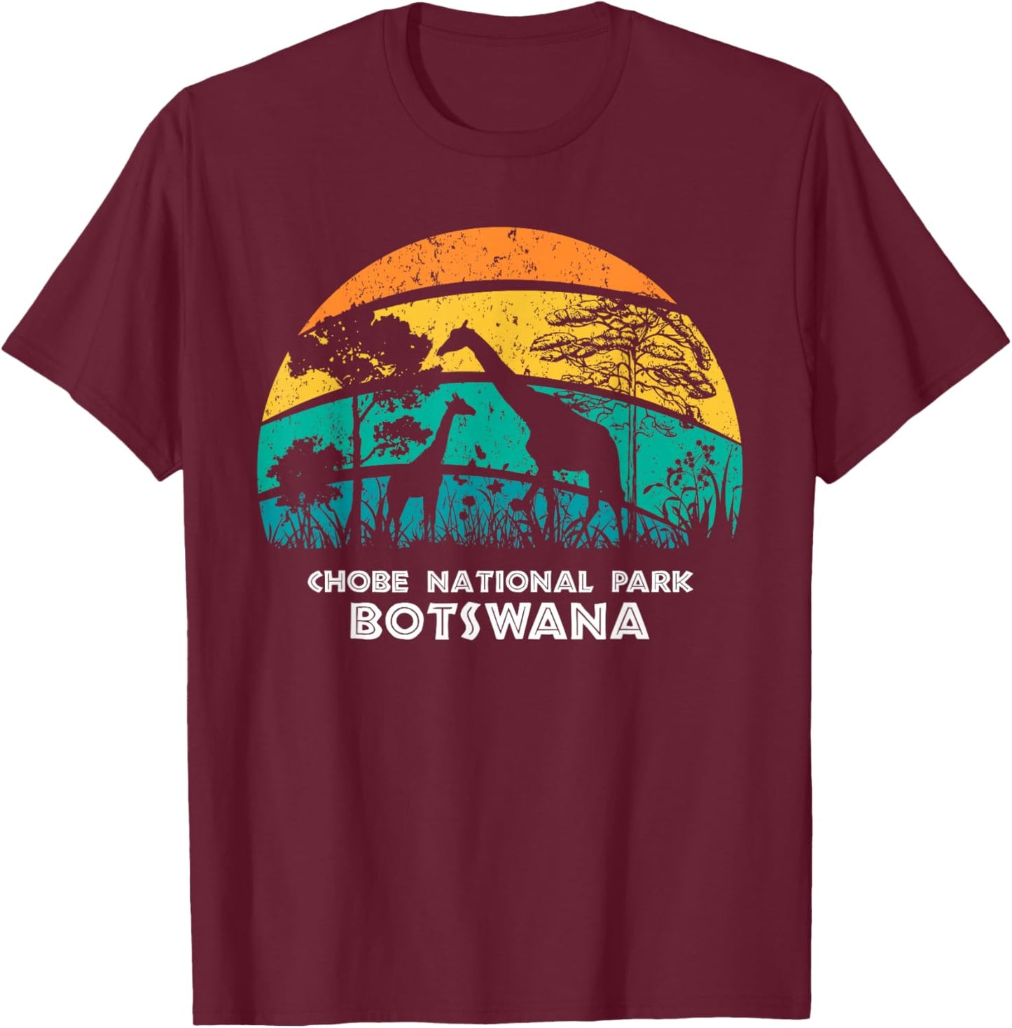 Vintage Retro Chobe National Park, Botswana Africa Safari Gi T-Shirt - T-Shirt | Maroon