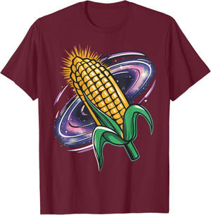 Space Corn Outfit Maize Farmer Costume Farm Life T-Shirt - T-Shirt | Maroon