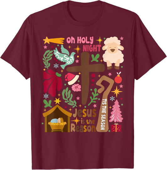 True Story Jesus Christmas Nativity Scene Christian Faith T-Shirt - T-Shirt | Maroon