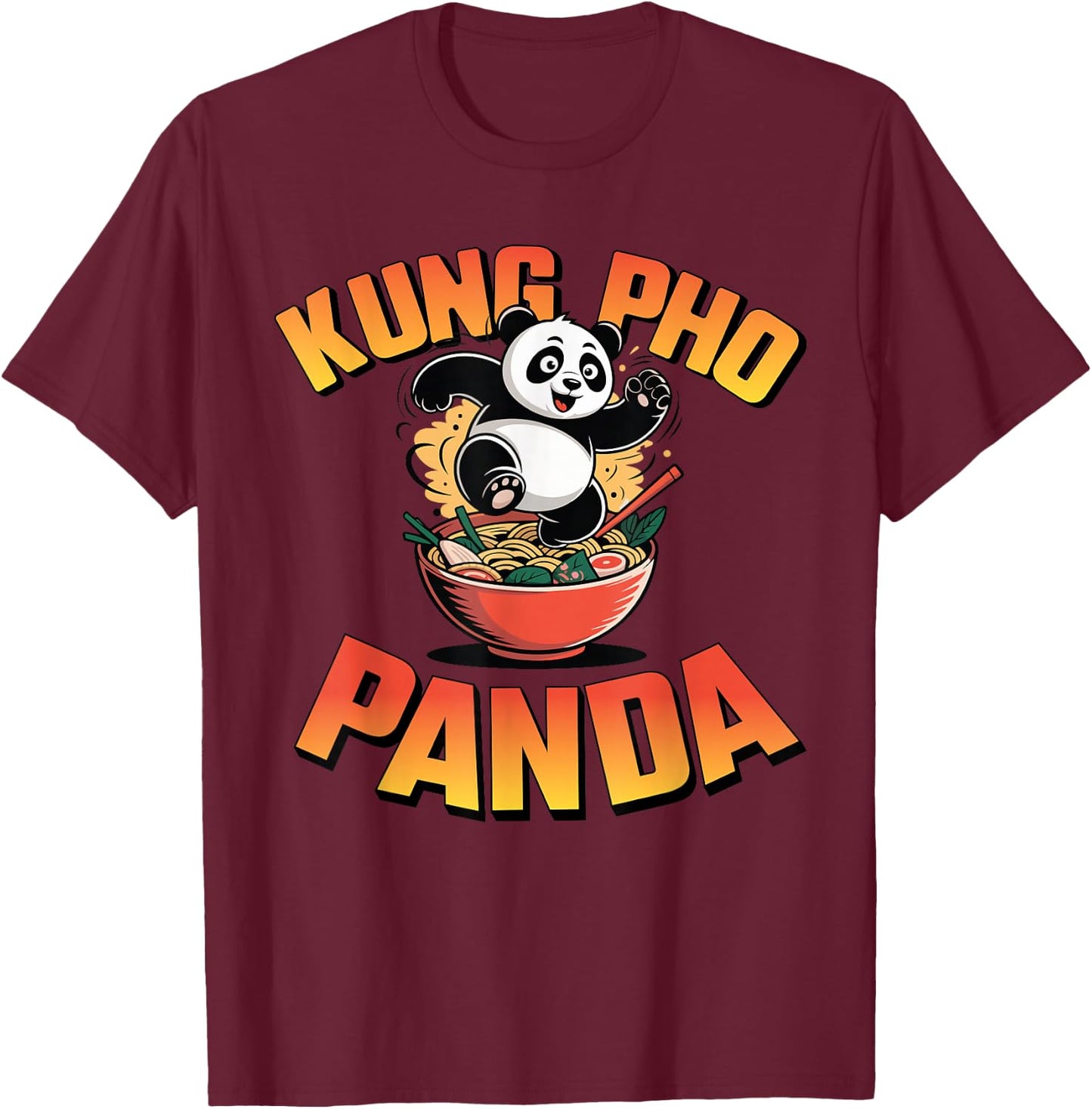 Pholicious Panda Vietnamese Pho Lover Design Kung Fu T-Shirt - T-Shirt | Maroon